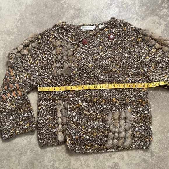 Nancy Bossio Vintage Hand Loomed Fur Wool Cardigan Brown Womens Size S/M - Picture 6 of 13